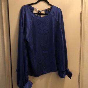 Long sleeve, polyester blouse, color blue
